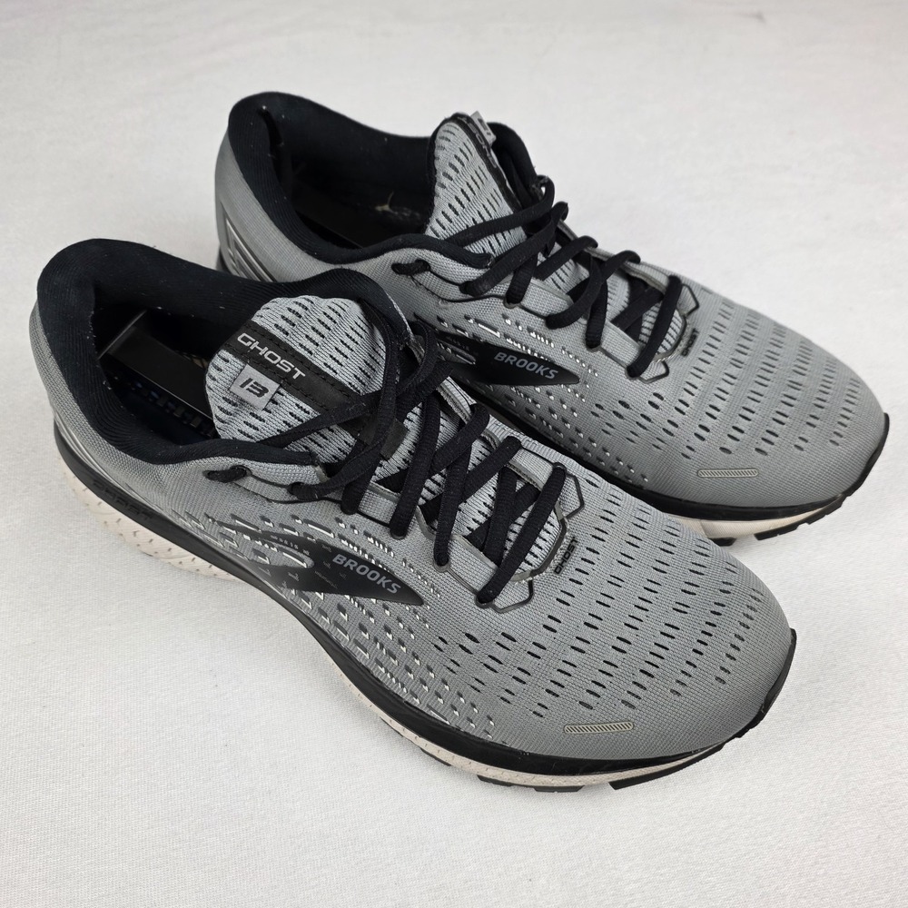 Brooks Ghost‎ 13 Men Gray Black Outdoor Running Shoes Sneakers Size 10.5 W Read*